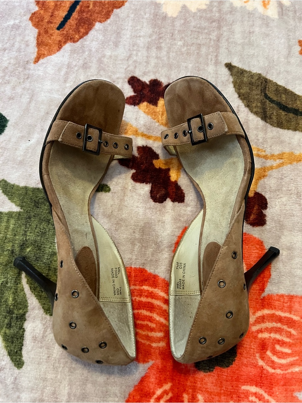 Like NEW Women's Tan Suede Open-Toe Heels